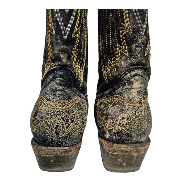 CORRAL Teens Western Pull On Brown Leather Embroidered Boots - Size 4 - Picture 8 of 13